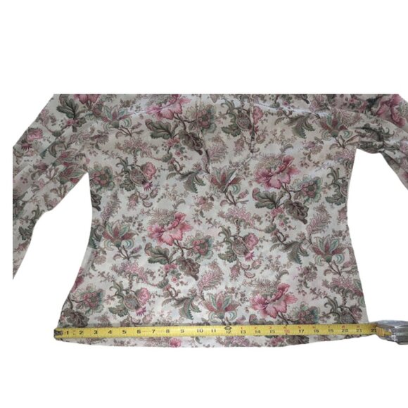 Vintage Teddi of California Floral Blouse | Ruffle Collar Long Sleeve Top *SZ12 - Picture 6 of 11